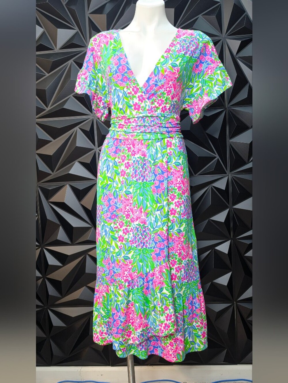 Lilly Pulitzer Pink & Green Floral Maxi Dress